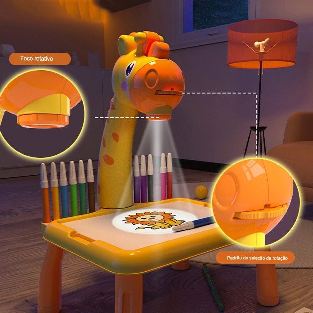 Mesa Girafa com Projetor de Desenho e Pintura Infantil