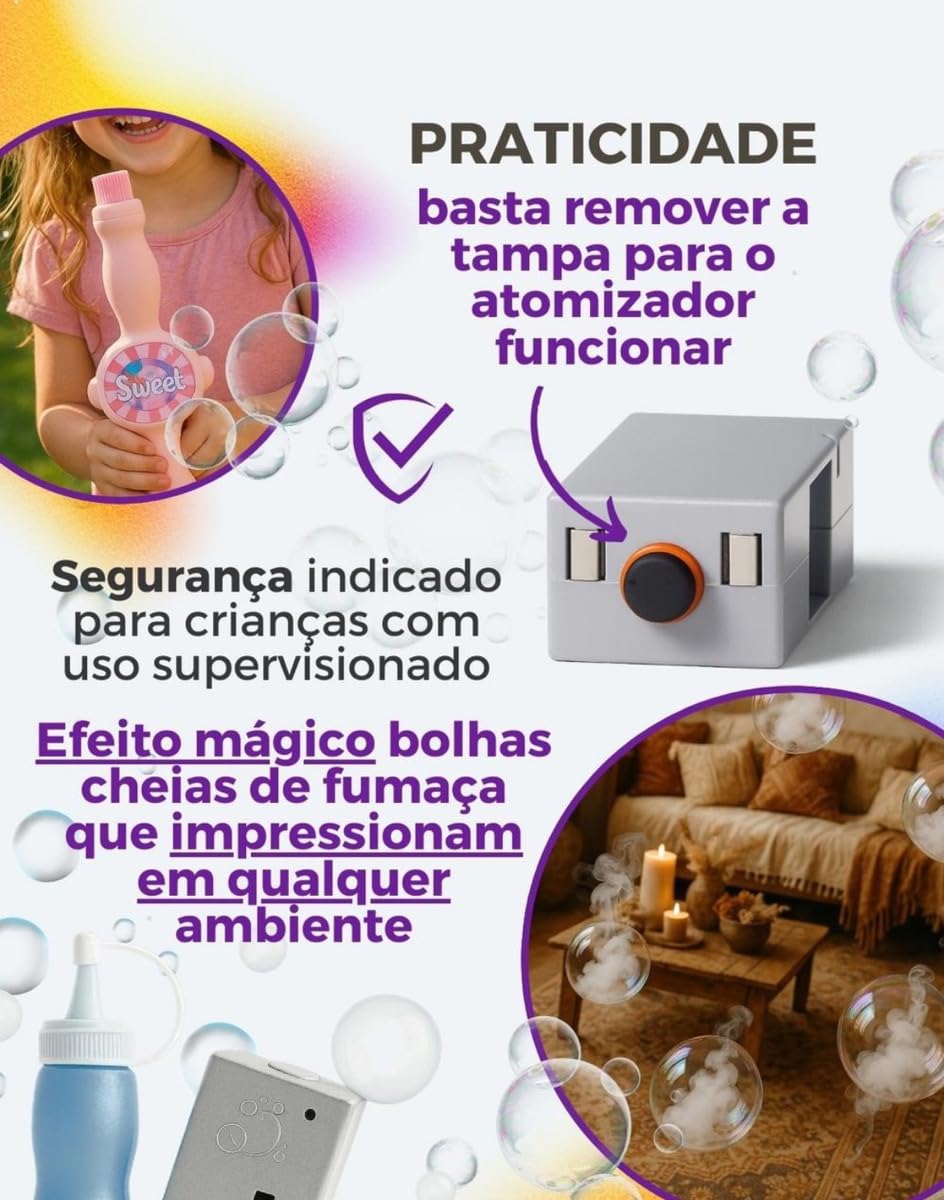 Kit De Refil de Bolha de Sabão com Fumaça