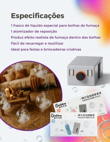 Kit De Refil de Bolha de Sabão com Fumaça