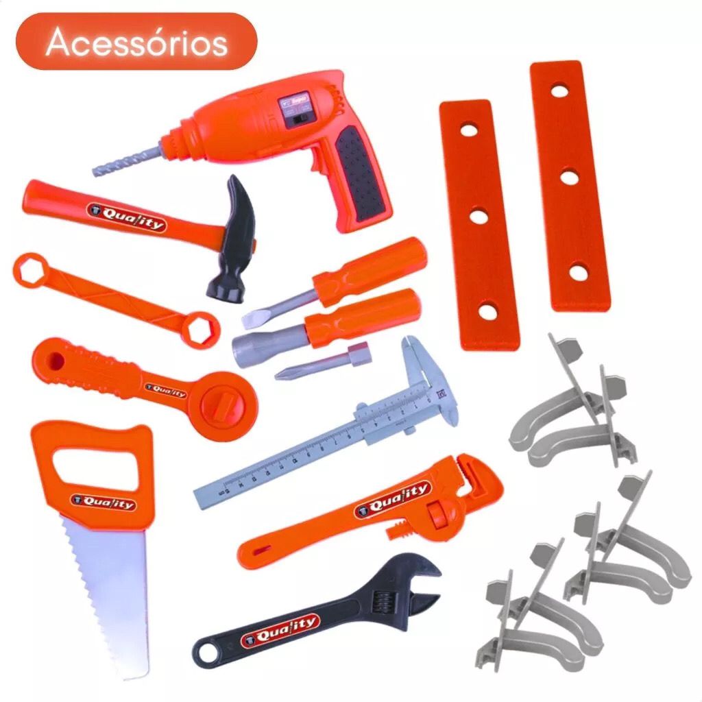 Kit Ferramenta com Furadeira Brinquedo Infantil 53 Peças