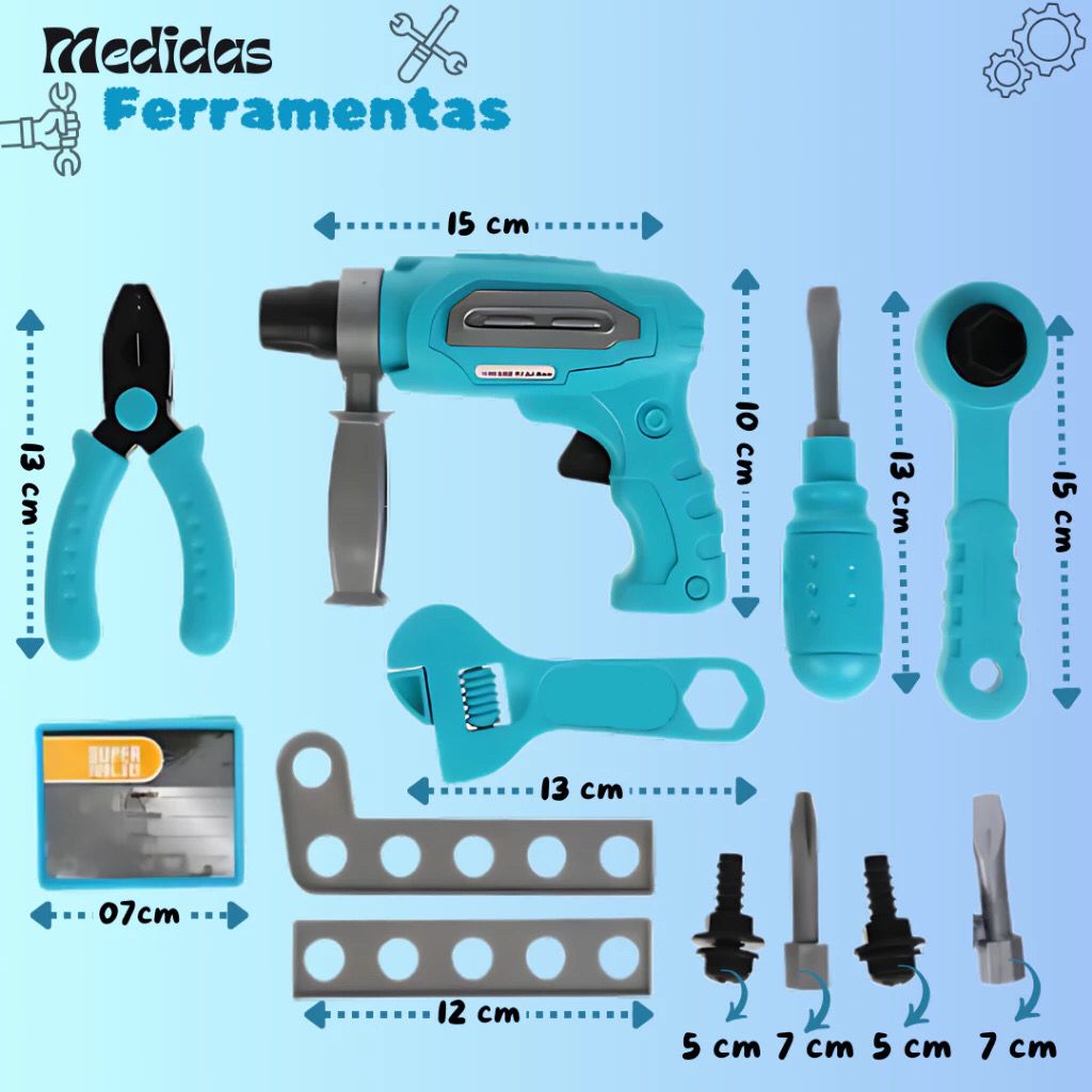 Kit Maleta de Ferramentas Infantil Brinquedo Educativo 11 Peças