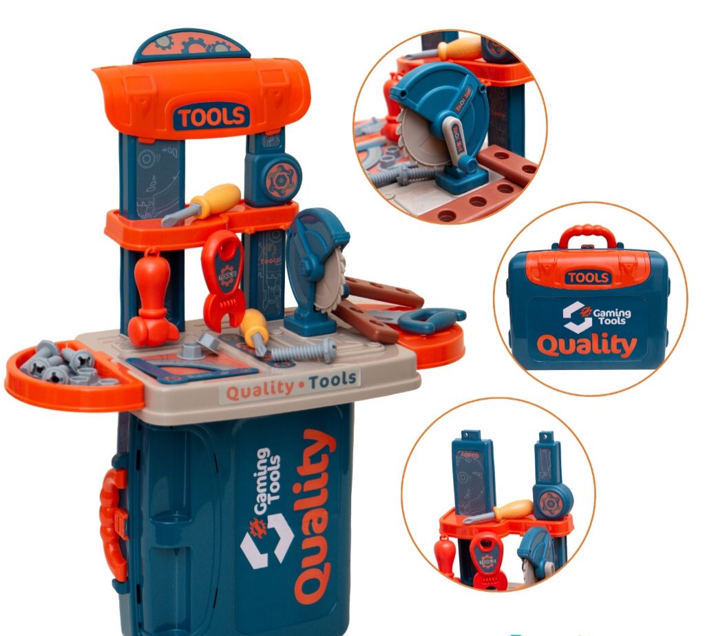 Maleta de Ferramentas Infantil 3 em 1 Multi Montagens Brinquedo Faz de Conta