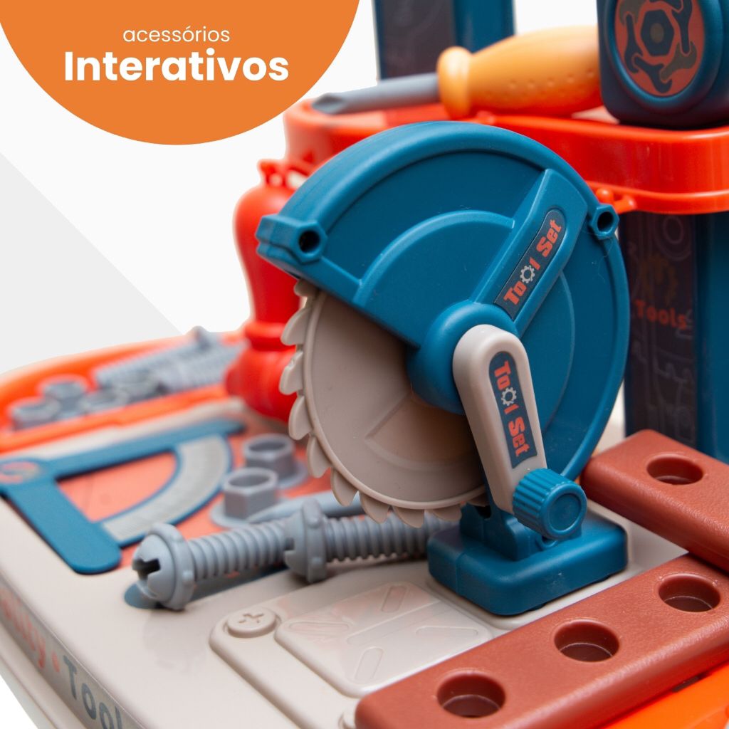 Maleta de Ferramentas Infantil 3 em 1 Multi Montagens Brinquedo Faz de Conta