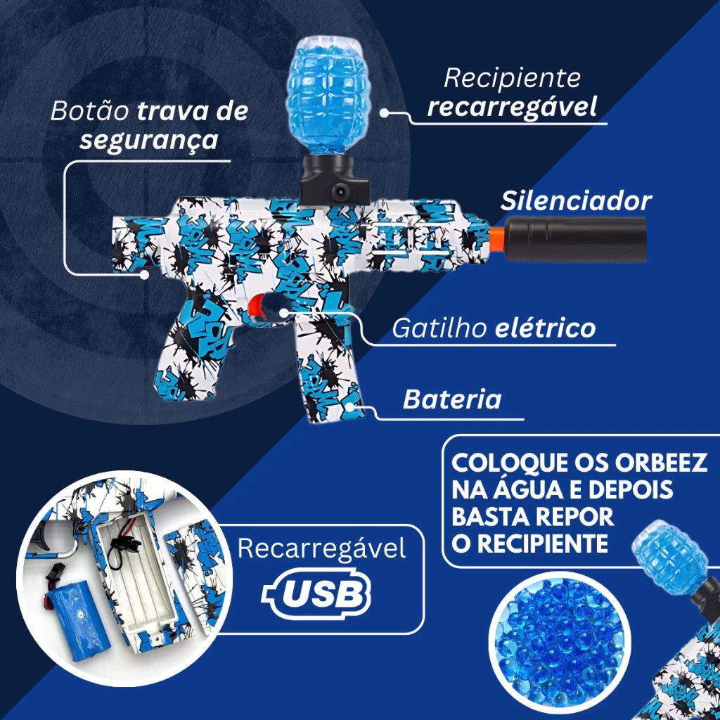 Arminha de Bolinha de Gel Metralhadora