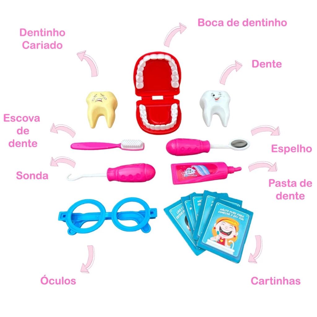 Brinquedo Infantil Maleta Grande Dentista Com Boca