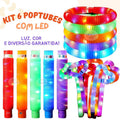 Kit 12 Poptube Com Led Fidget Toy Pop It Divertido Sensorial Brinquedo Festa