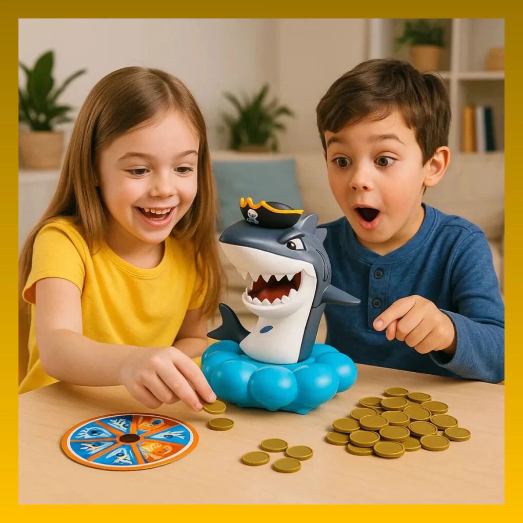 Jogo Pega Tesouro Tubarão Pirata Brinquedo Pega Moedas