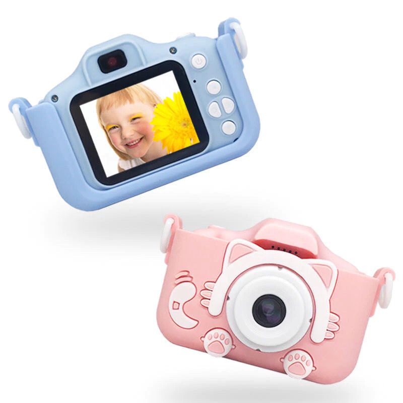 Mini Câmera Infantil Mini Recarregável Com Capa Video Jogos Fotos