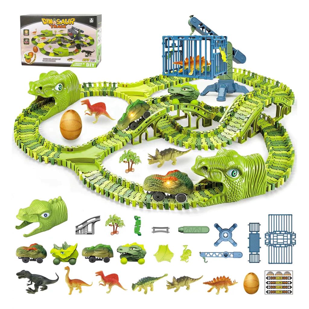 279pçs Pista Dinossauro Corrida Brinquedo Com Carro Eletrico