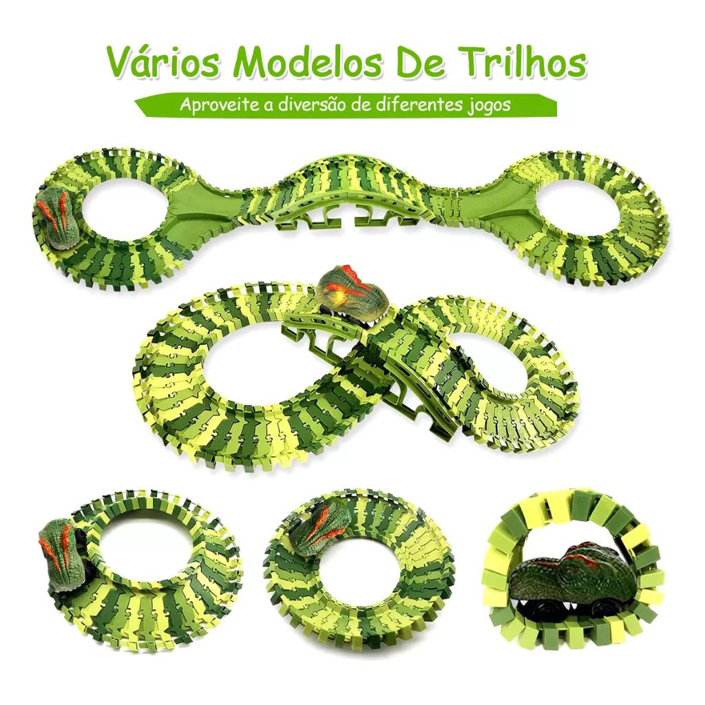 279pçs Pista Dinossauro Corrida Brinquedo Com Carro Eletrico