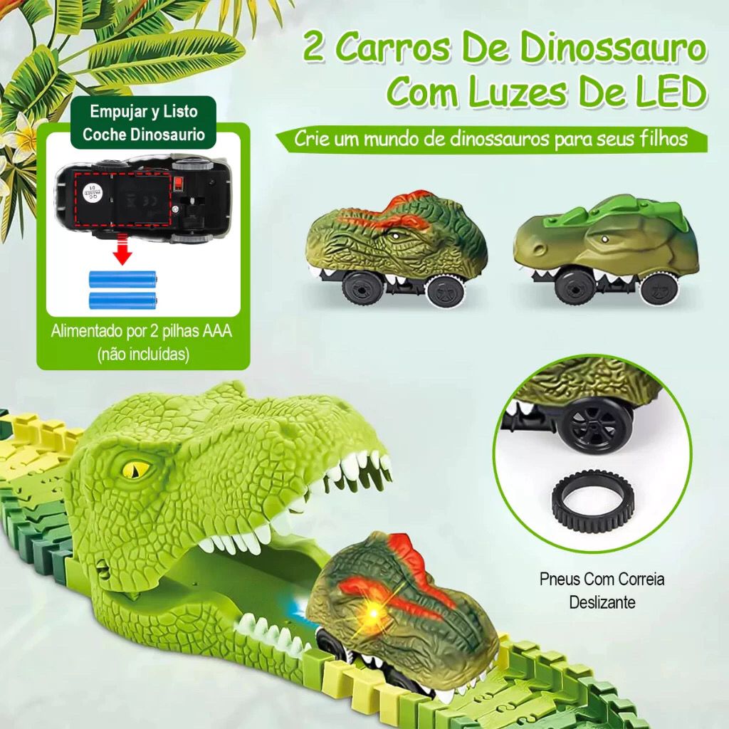 279pçs Pista Dinossauro Corrida Brinquedo Com Carro Eletrico