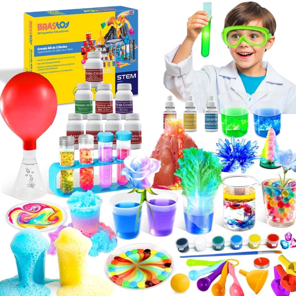 Conjunto de 135 Experimentos Científicos para Crianças 6 anos +