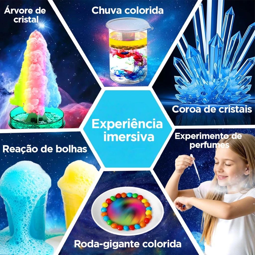 Conjunto de 135 Experimentos Científicos para Crianças 6 anos +