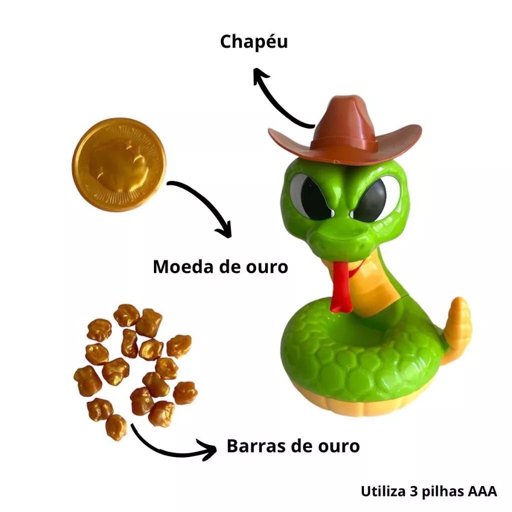 Brinquedo Tesouro Da Serpente Jogo Pegue O Ouro Cobra Ataca