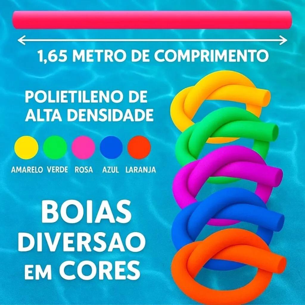 Kit 10 un Boia Espaguete Grande Macarrão Flutuador 1,20m Piscina Natação Cor Colorido Furado