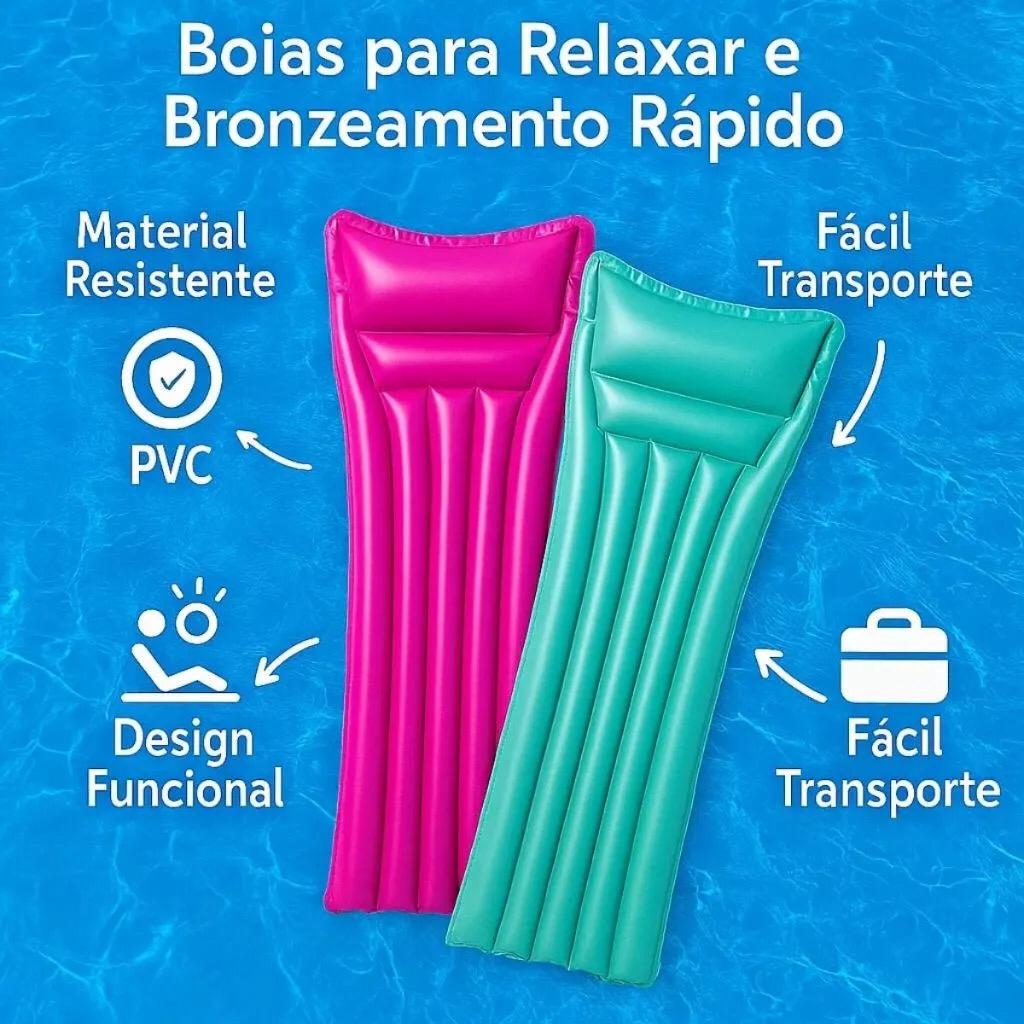 Kit 3 Boia Colchão Piscina Inflável Flutuante Bronzeador Liso Grande 1.83m Resistente Adulto Piscina Praia