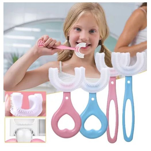 Escova De Dentes Infantil dental Em Forma De U 360 ° De Silicone Macio Para Crianças Limpeza Oral Dentária