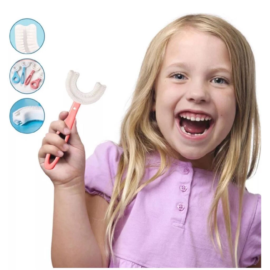 Escova De Dentes Infantil dental Em Forma De U 360 ° De Silicone Macio Para Crianças Limpeza Oral Dentária
