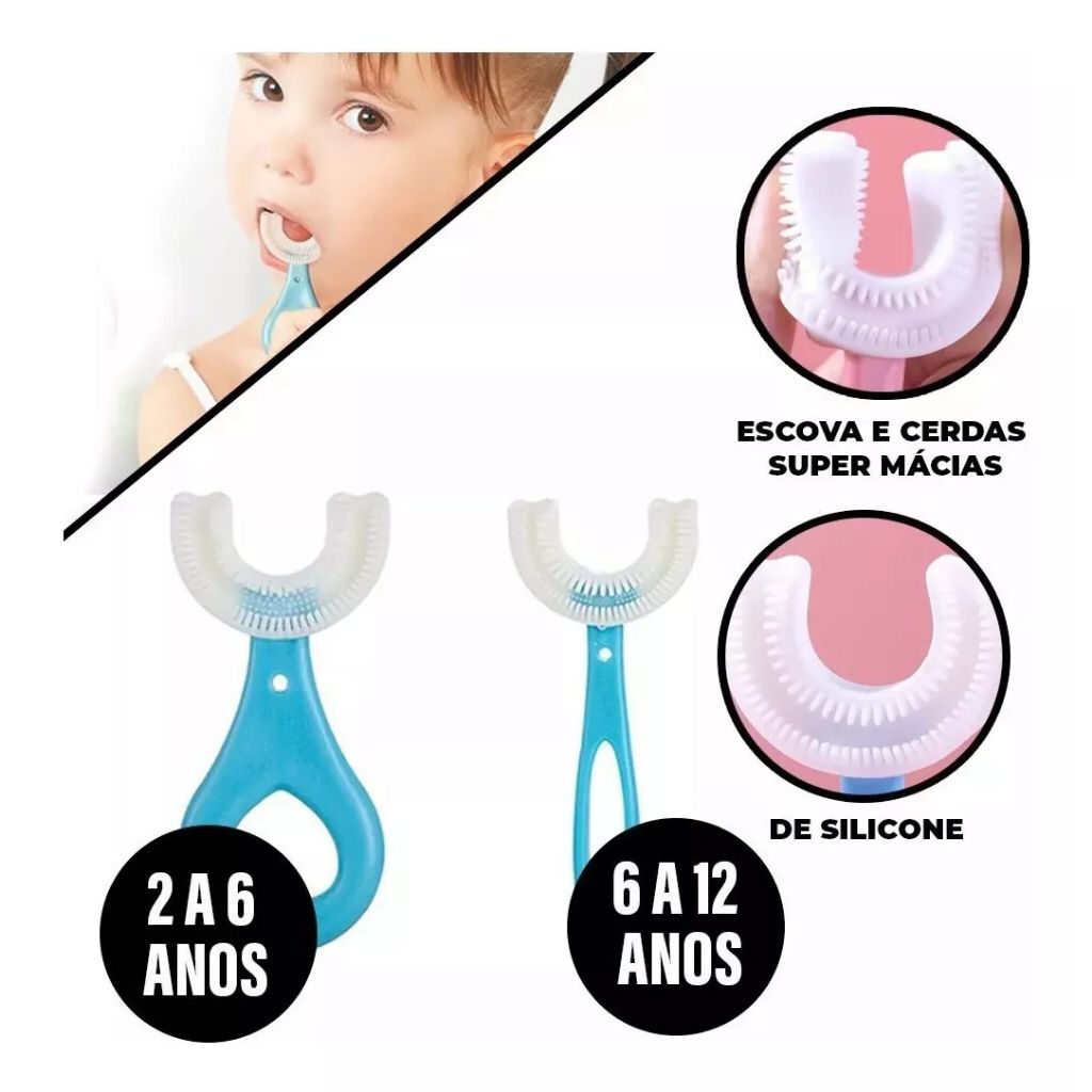 Escova De Dentes Infantil dental Em Forma De U 360 ° De Silicone Macio Para Crianças Limpeza Oral Dentária