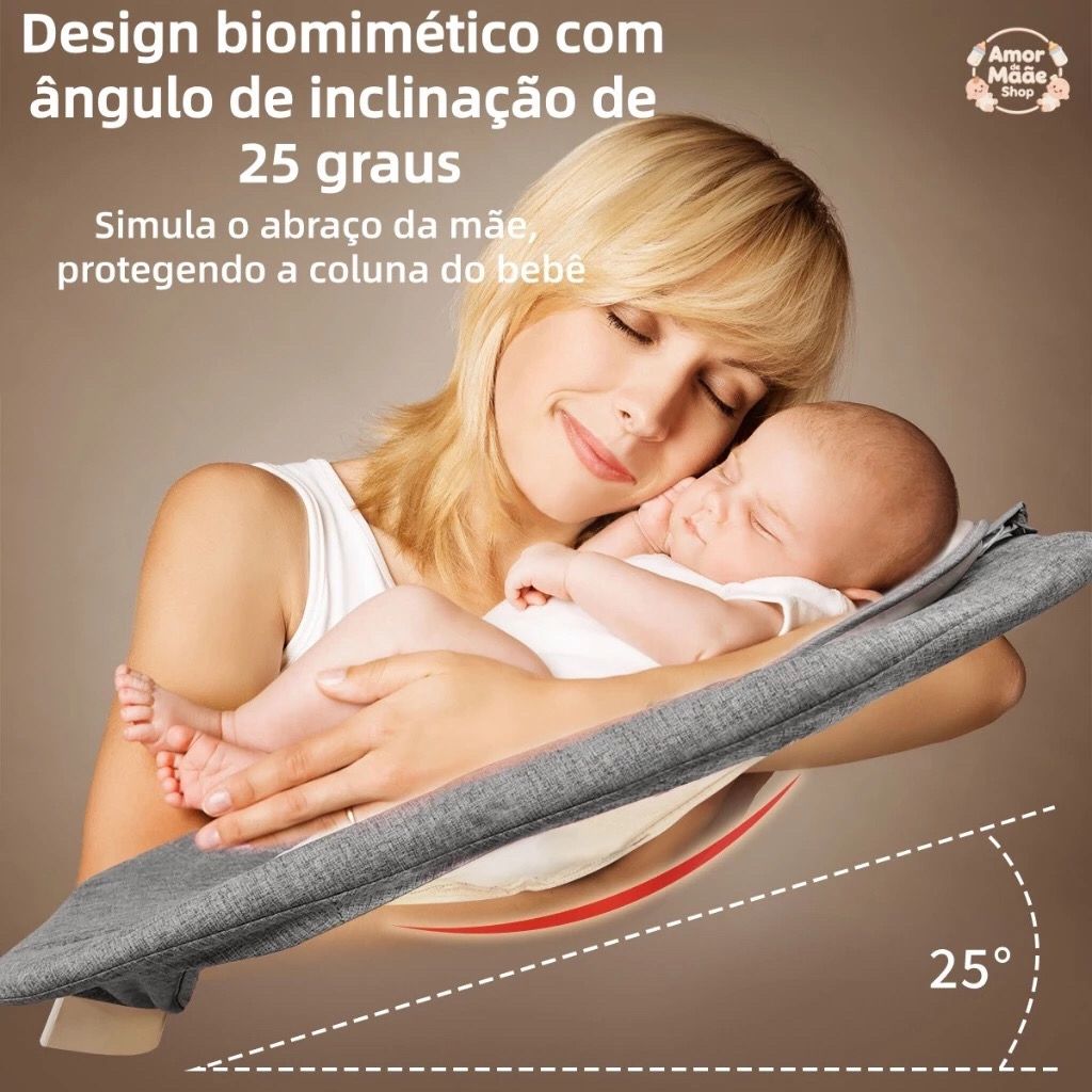 Cadeira de Descanso Balanço para Bebê com Música Mosquiteiro Controle Remoto