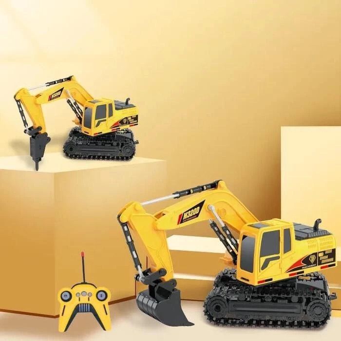 Brinquedo Máquina Escavadeira Pá de Metal Recarregável Com Controle Remoto