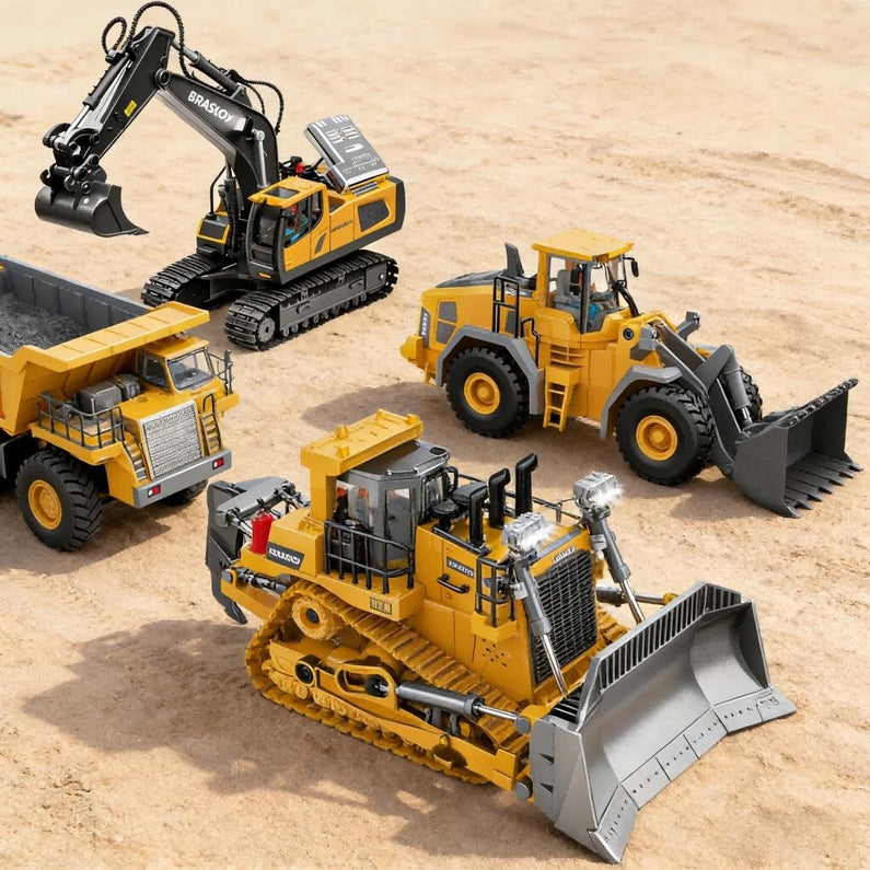 Brinquedos de veículo de engenharia de controle remoto Presente 6 anos + caminhão de descarga Picadeira