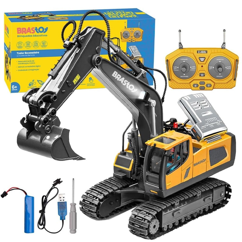 Brinquedos de veículo de engenharia de controle remoto Presente 6 anos + caminhão de descarga Picadeira