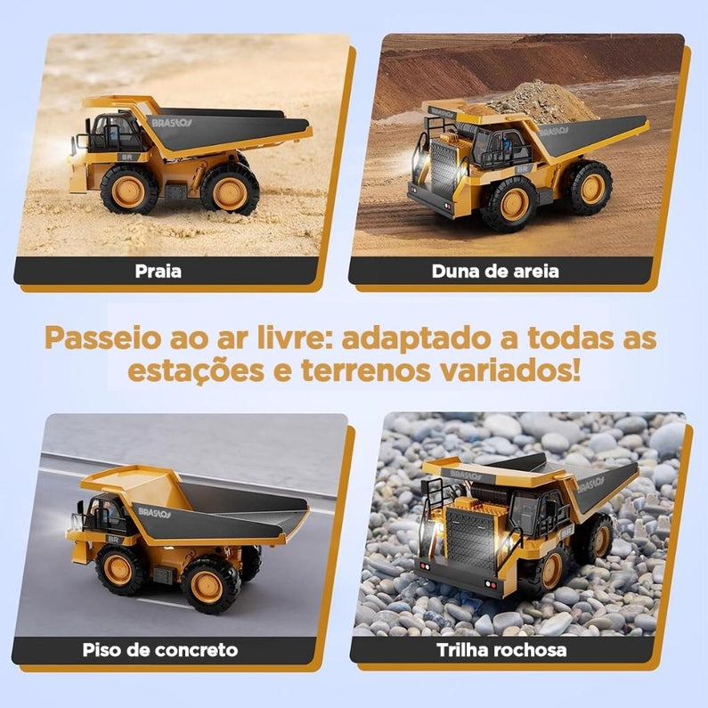 Brinquedos de veículo de engenharia de controle remoto Presente 6 anos + caminhão de descarga Picadeira