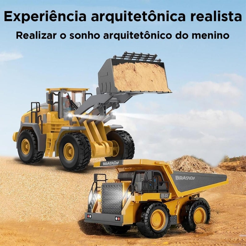 Brinquedos de veículo de engenharia de controle remoto Presente 6 anos + caminhão de descarga Picadeira