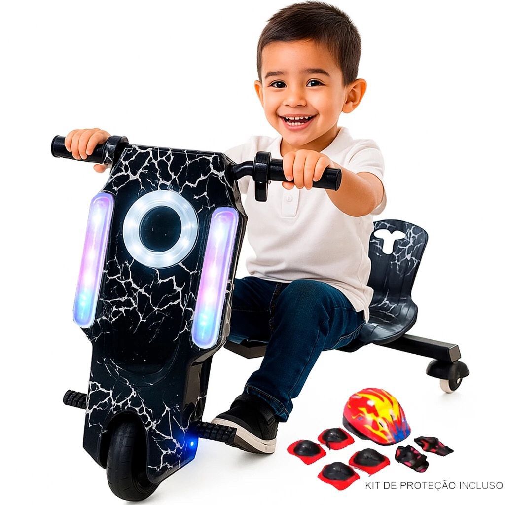 Triciclo Elétrico Drift Driftting Infantil Adultos em Ação 250w 350w + Kit Proteção
