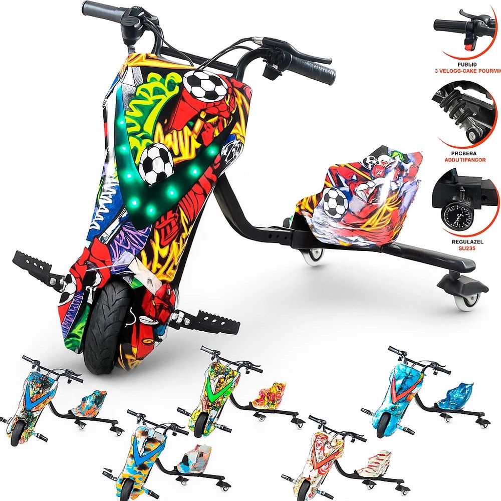 Triciclo Elétrico Drift Driftting Infantil Adultos em Ação 250w 350w + Kit Proteção