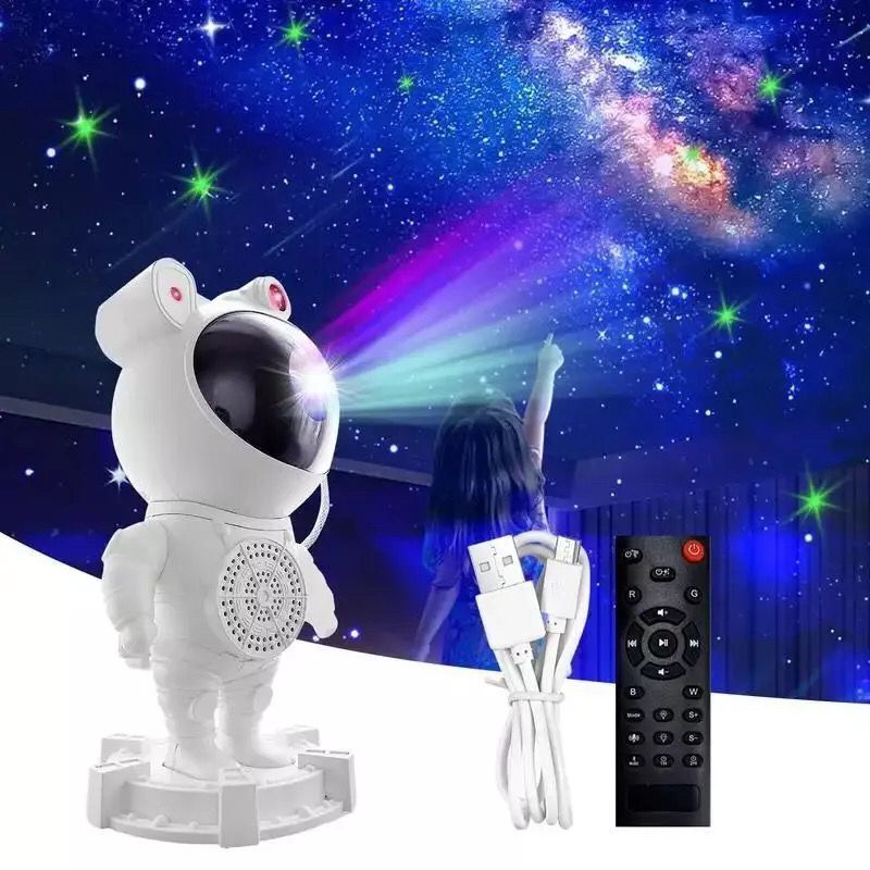 Luminaria Projetor De Luz Astronauta Lua Bluetooth Alto Falante Galaxy