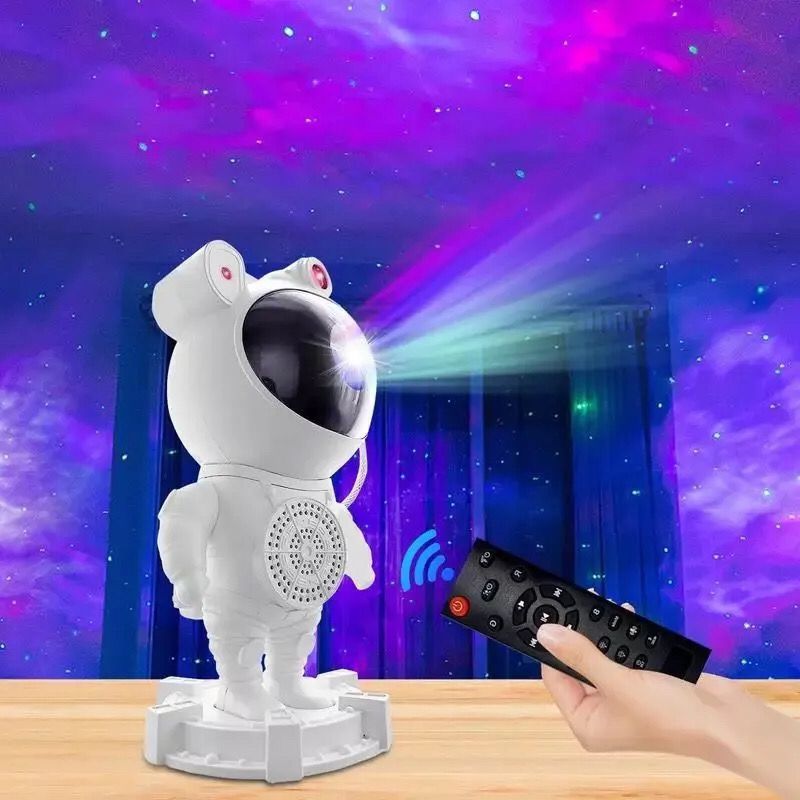 Luminaria Projetor De Luz Astronauta Lua Bluetooth Alto Falante Galaxy