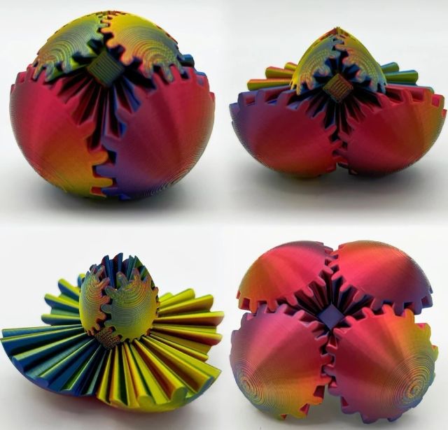 Bola De Engrenagem Impressa Em 3D Spin Ball Ou Cube Fidget Toy Gear Sphere Desk Para Estresse E Ansiedade Relaxante