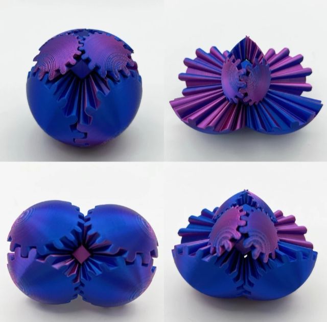 Bola De Engrenagem Impressa Em 3D Spin Ball Ou Cube Fidget Toy Gear Sphere Desk Para Estresse E Ansiedade Relaxante