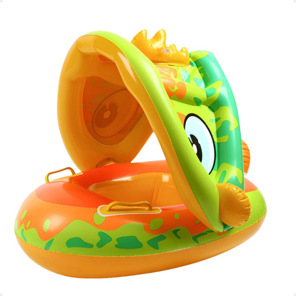 Boia Bote Com Cobertura e Assento Inflavel Para Piscina Bebe