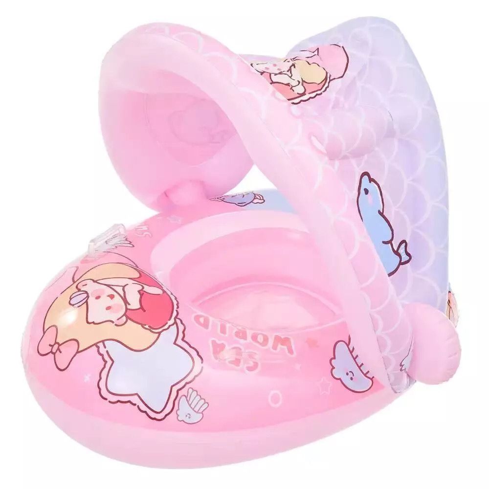Boia Bote Com Cobertura e Assento Inflavel Para Piscina Bebe