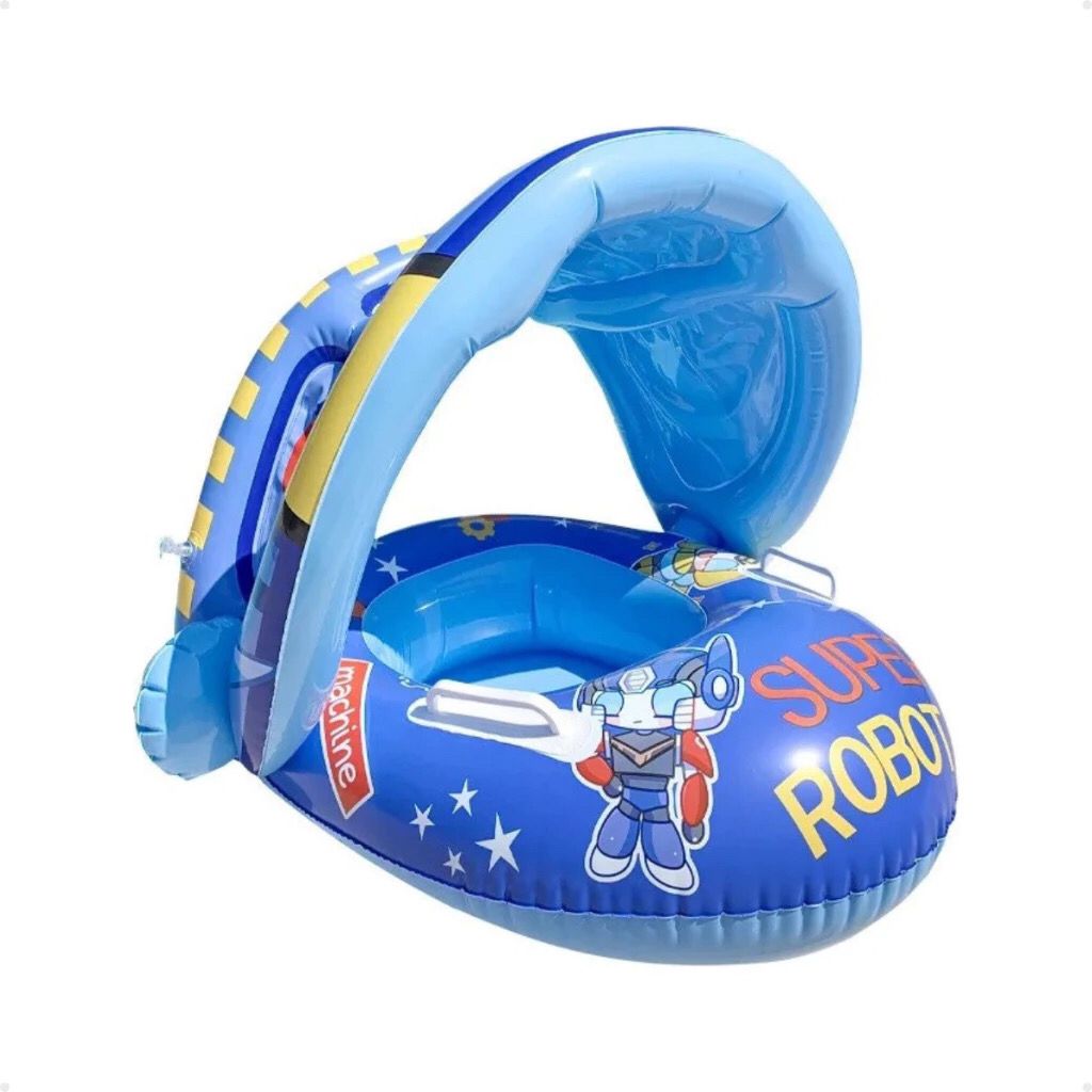 Boia Bote Com Cobertura e Assento Inflavel Para Piscina Bebe