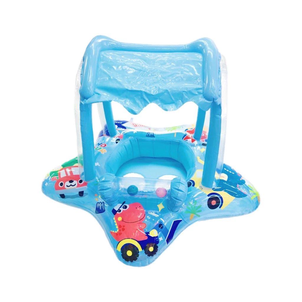 Boia Bote Com Cobertura e Assento Inflavel Para Piscina Bebe