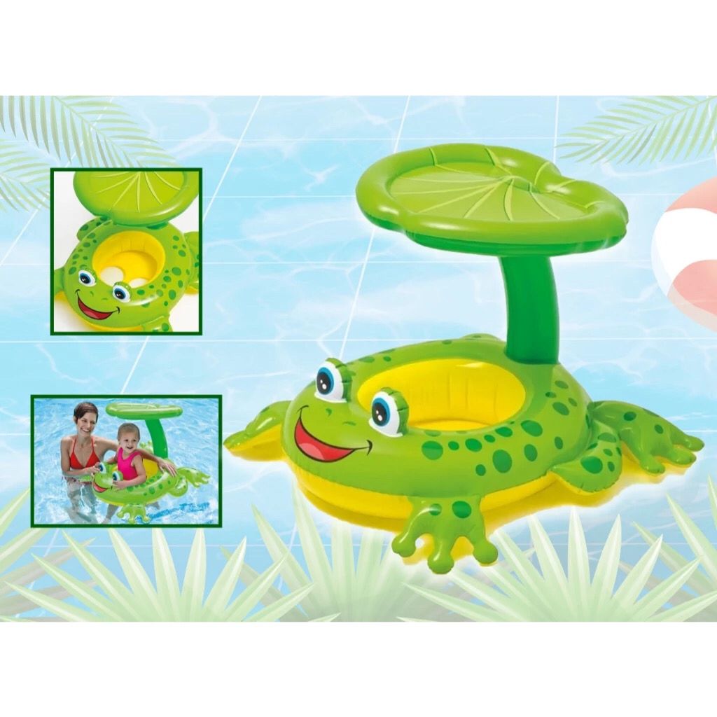 Boia Bote Com Cobertura e Assento Inflavel Para Piscina Bebe