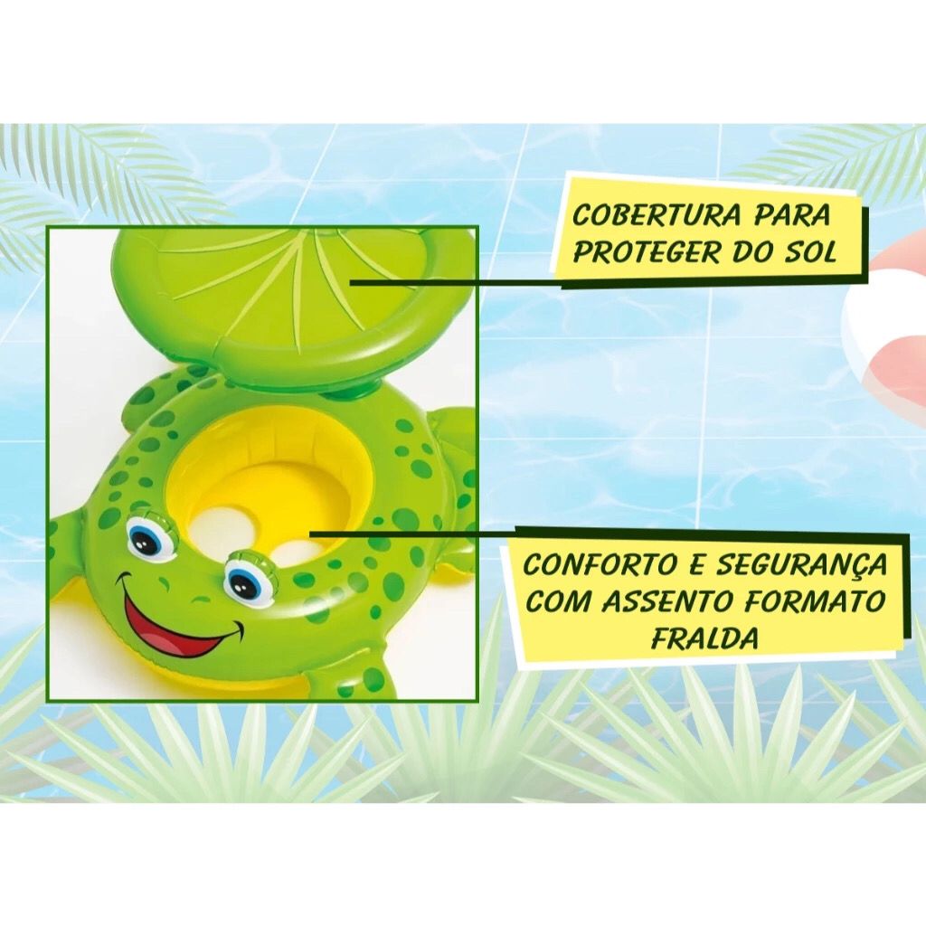 Boia Bote Com Cobertura e Assento Inflavel Para Piscina Bebe