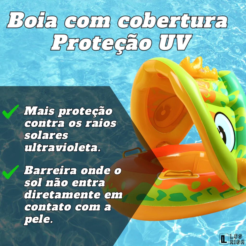 Boia Bote Com Cobertura e Assento Inflavel Para Piscina Bebe