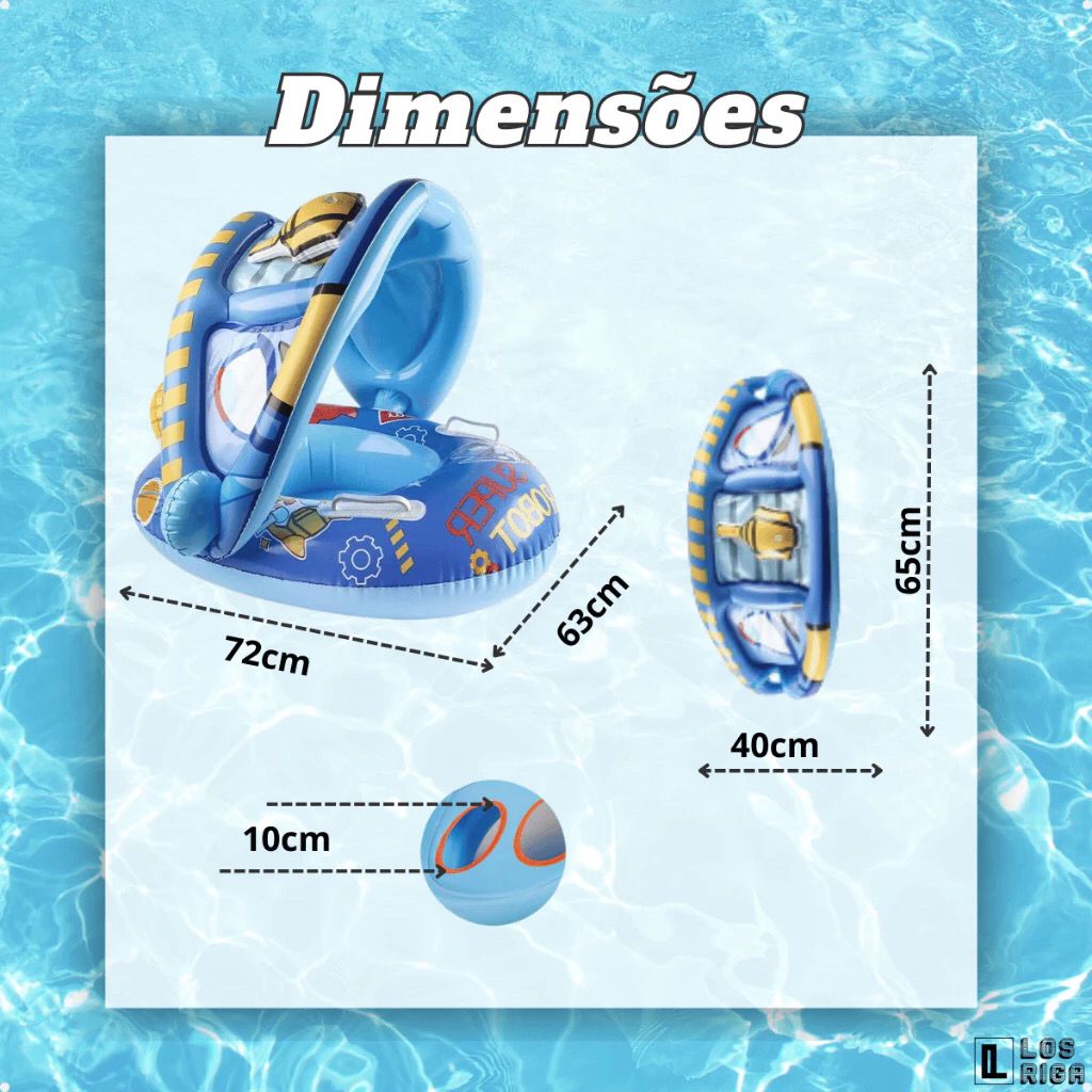 Boia Bote Com Cobertura e Assento Inflavel Para Piscina Bebe