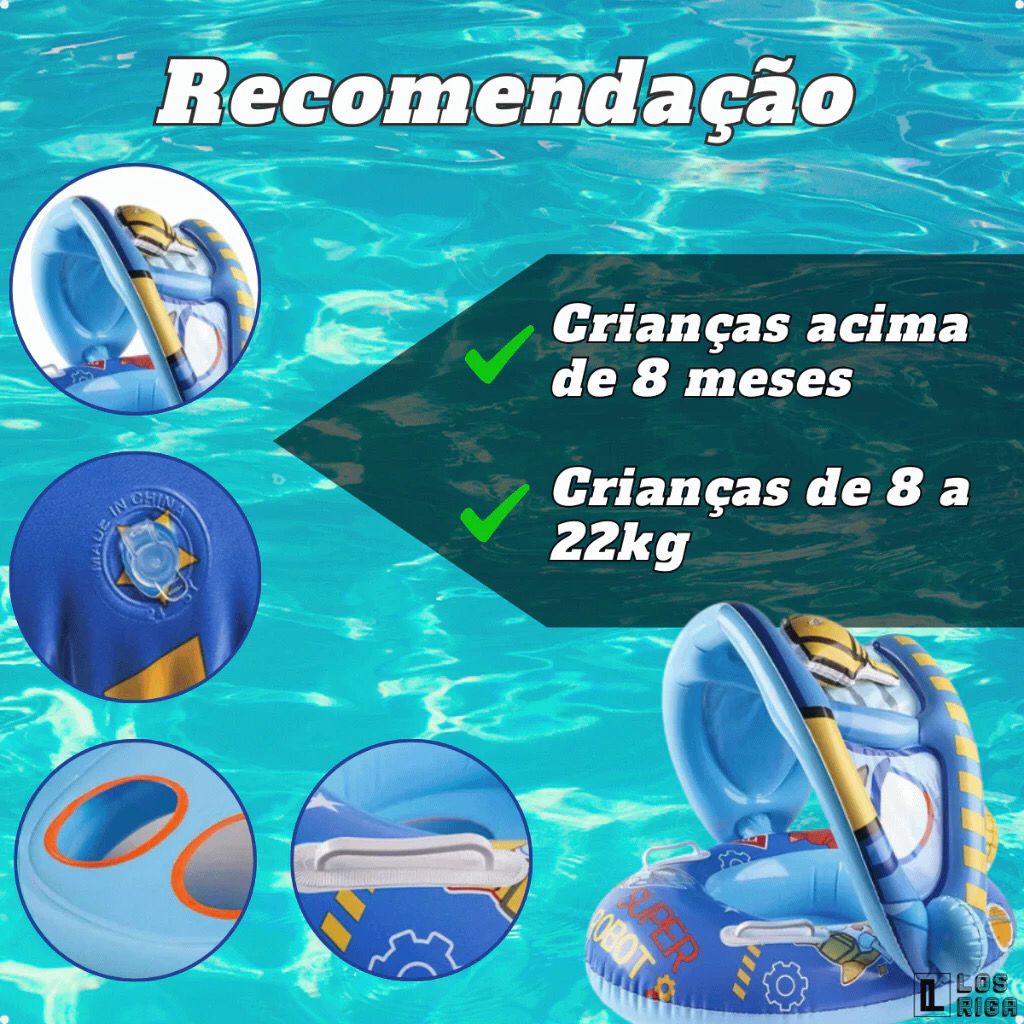 Boia Bote Com Cobertura e Assento Inflavel Para Piscina Bebe