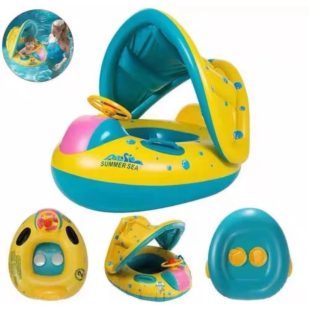 Boia Bote Com Cobertura e Assento Inflavel Para Piscina Bebe