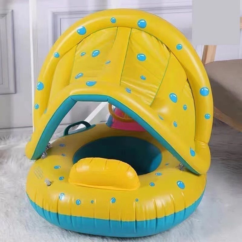 Boia Bote Com Cobertura e Assento Inflavel Para Piscina Bebe