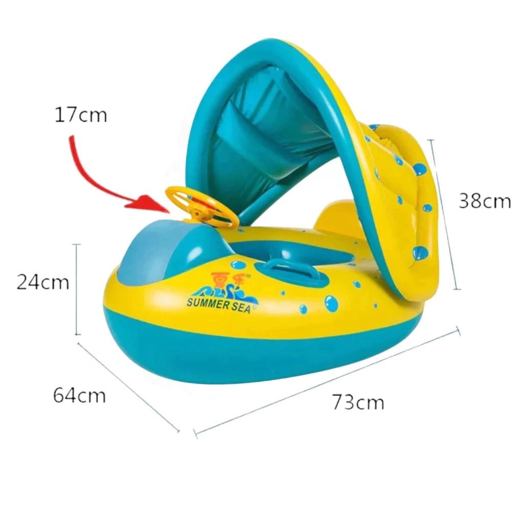 Boia Bote Com Cobertura e Assento Inflavel Para Piscina Bebe