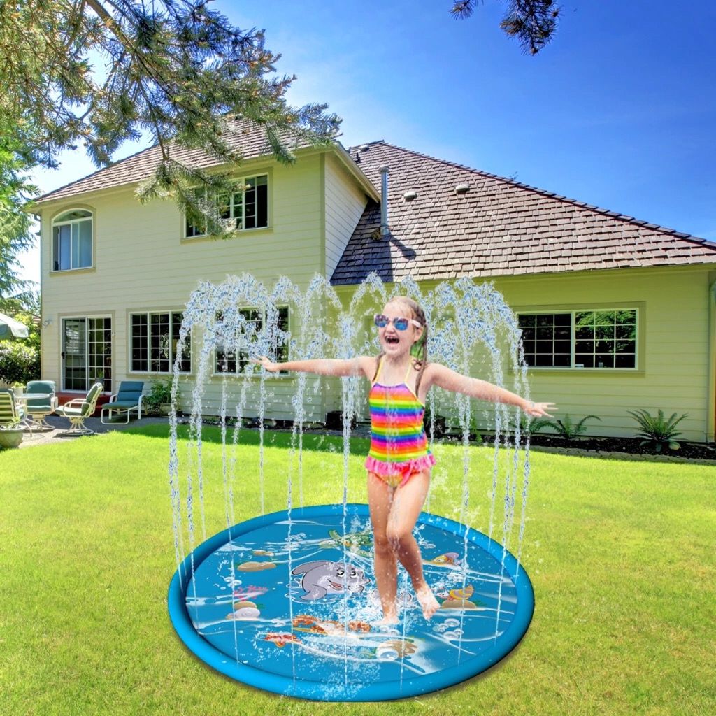 Piscina Inflável Impressa Splash Pad Sprinkler Esteira Aspersor 170cm