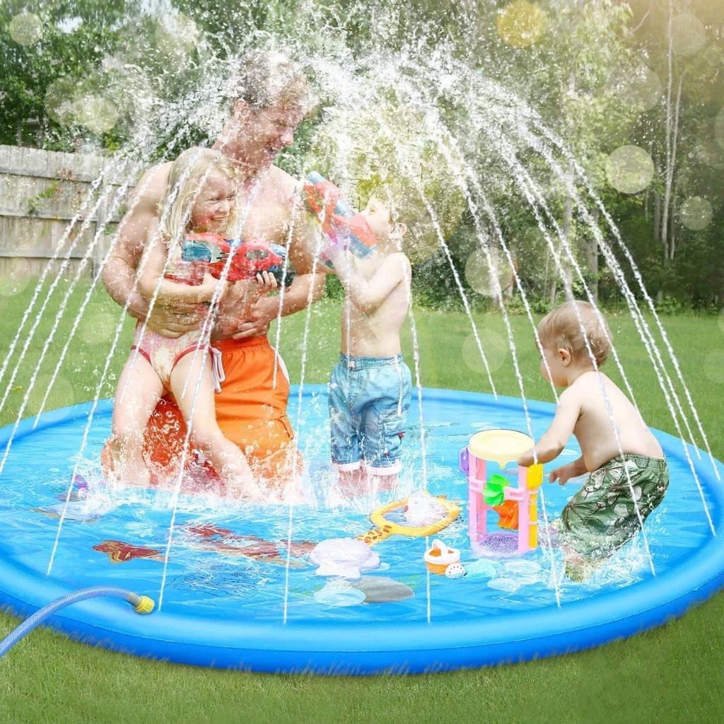 Piscina Inflável Impressa Splash Pad Sprinkler Esteira Aspersor 170cm