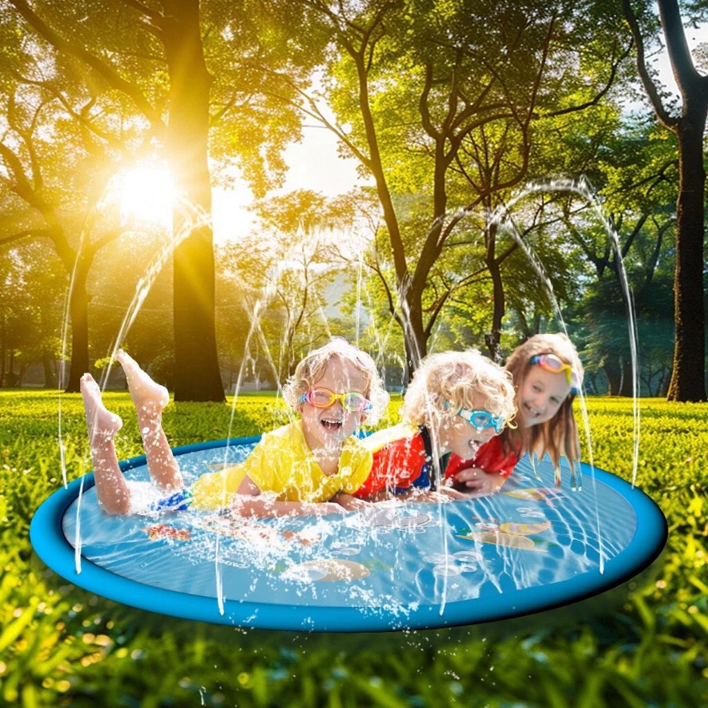 Piscina Inflável Impressa Splash Pad Sprinkler Esteira Aspersor 170cm